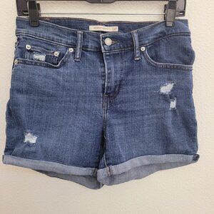 Levi’s Mid Length Mid Rise Light Wash Distressed Shorts Size 27
